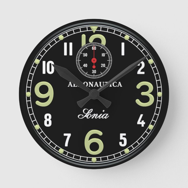 Ronde Horloge d'avion rétro (Recto)