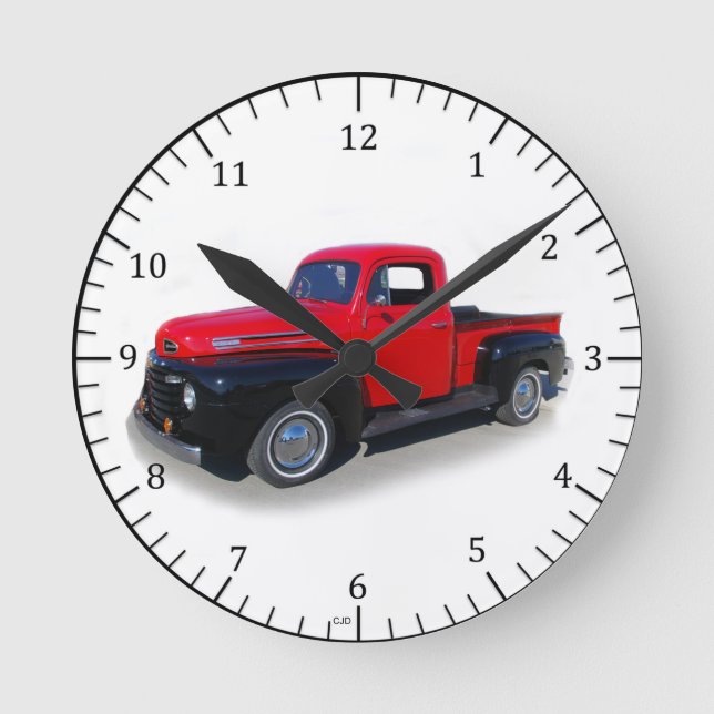 Ronde horloge de camion rouge/noir (Recto)
