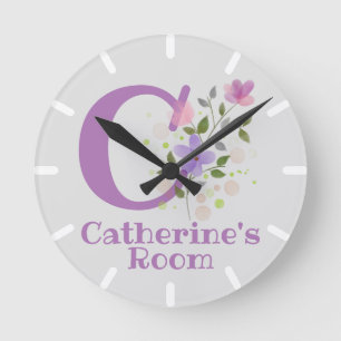 Ronde Horloge de chambre d'enfant avec le nom Catherine