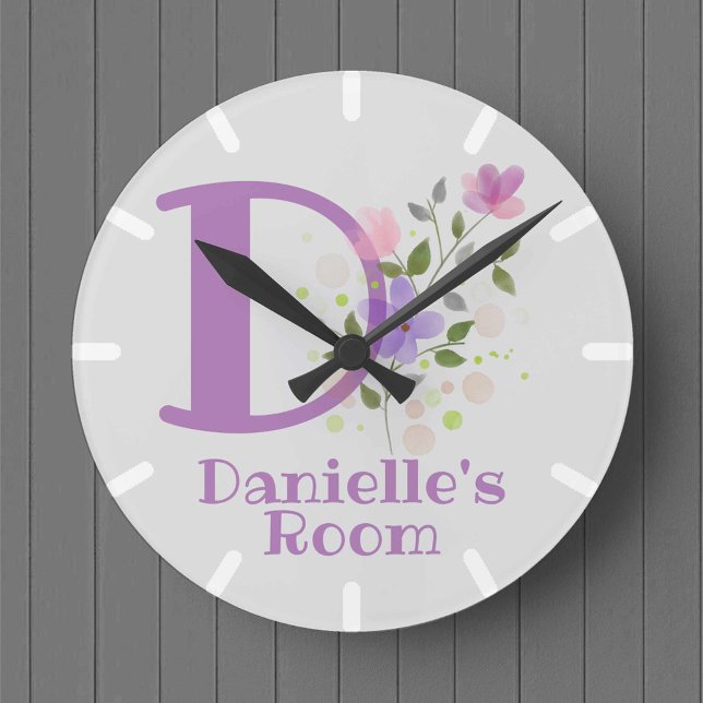 Ronde Horloge de chambre d'enfant avec le nom Danielle & (Créateur téléchargé)