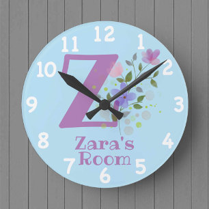 Ronde Horloge de chambre d'enfant avec le nom Zara & ini