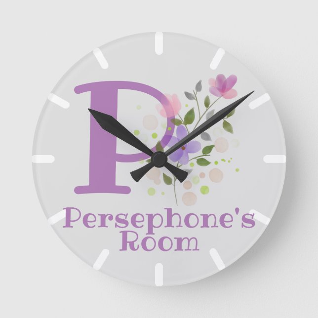 Ronde Horloge de chambre d'enfant avec nom et initiale (Recto)