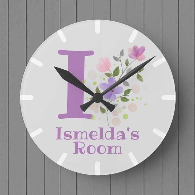 Ronde Horloge de chambre d'enfant avec nom et initiale (Créateur téléchargé)