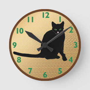 Ronde Horloge de chat noir