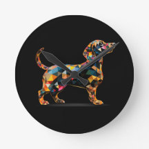 Horloge de Chien Dachshund, Noir De Néon