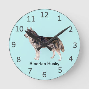 Ronde Horloge de chien de chien de traîneau sibérien