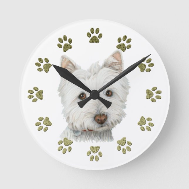 Ronde Horloge de chien Westie (Recto)