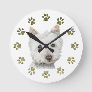 Ronde Horloge de chien Westie