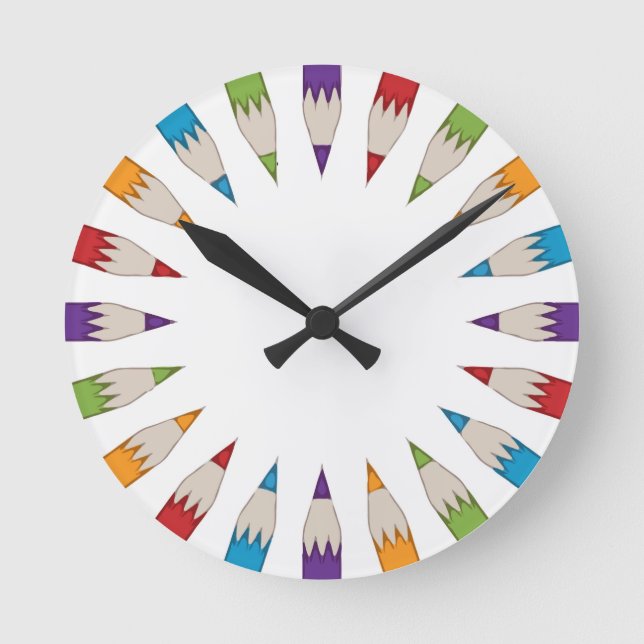 Ronde Horloge de classe au crayon de couleur (Recto)