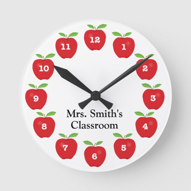 Ronde Horloge de classe avec pommes (Recto)
