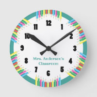 Horloge de classe Crayons colorés