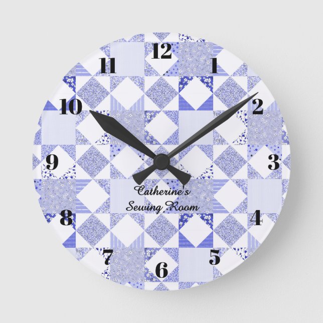 Ronde Horloge de couture à matelassage bleu décoration d (Recto)