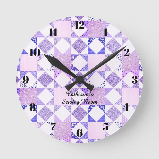 Ronde Horloge de couture à matelassage violet décoration (Recto)