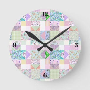 Ronde Horloge de couture de patchwork coloré pour la déc