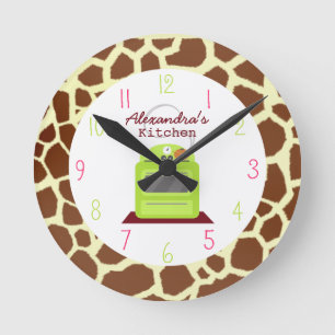 Ronde Horloge de cuisine d'impression de girafe