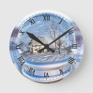 Ronde Horloge de globe de flocon de neige