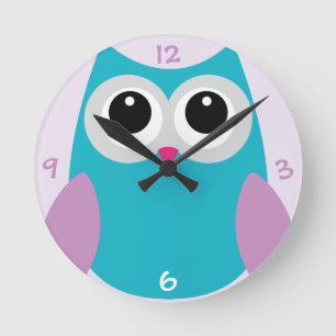 Ronde Horloge de hibou de turquoise
