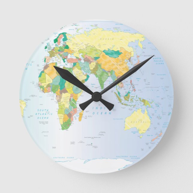Ronde Horloge de la carte du monde est (Recto)