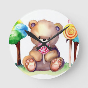 Ronde Horloge de la crèche à l'ours mou