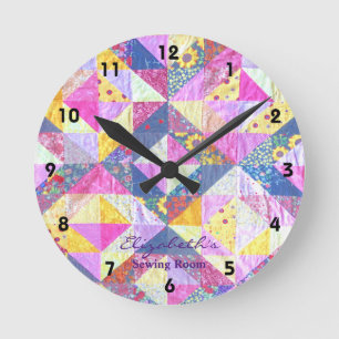 Ronde Horloge de la surface composée en Patchwork coloré