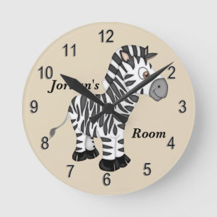 Ronde Horloge de l'enfant mignonne bébé Zebra