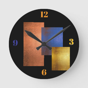 Ronde Horloge de luxe géométrique noire design