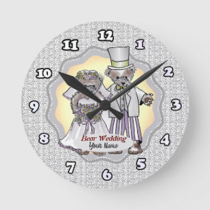 Ronde Horloge de mariage de la mariée et du marié ours