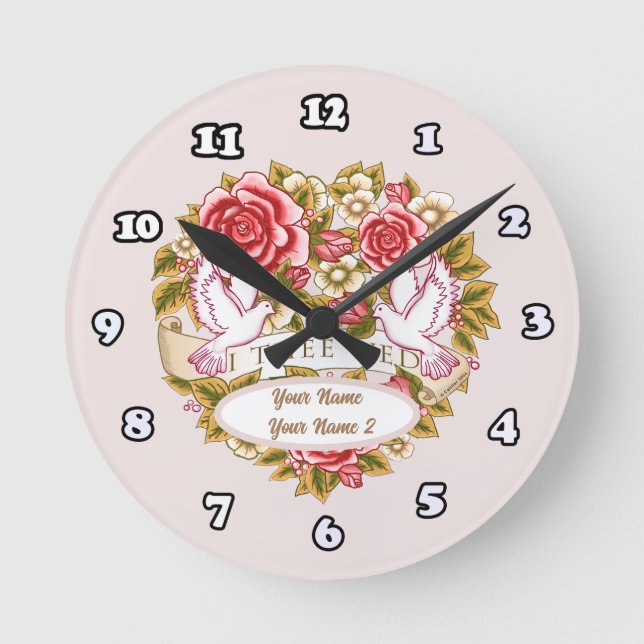Ronde Horloge de mariage 'I Thee Wed' (Recto)