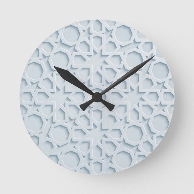 Ronde horloge de motif géométrique marocain inspiré isla (Recto)