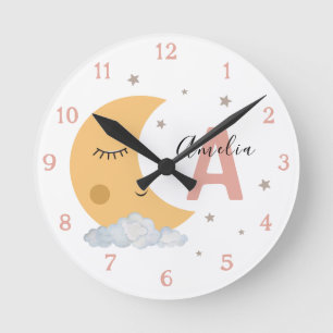 Ronde Horloge de nurserie bébé lune endormie mignonne ro