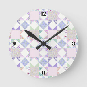 Ronde Horloge de quilting pastel décoration minimaliste