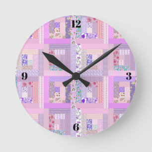 Ronde Horloge de quilting rose décoration minimaliste de