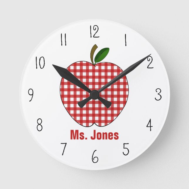 Ronde Horloge des enseignants de Red En vichy Apple (Recto)