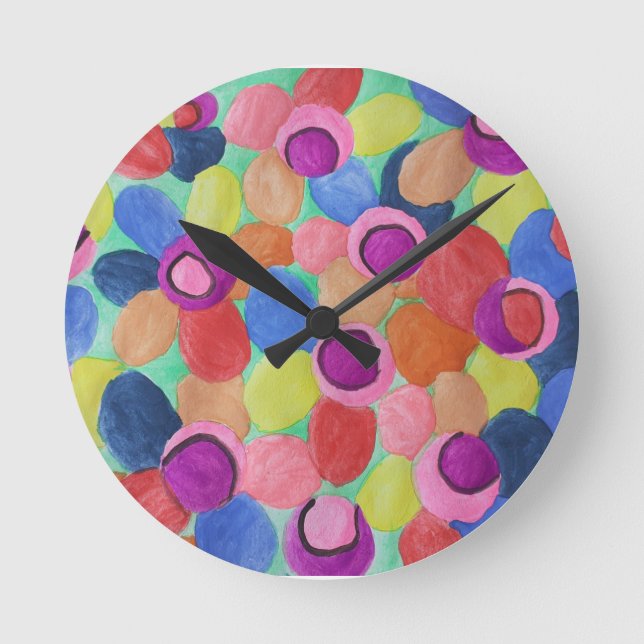 Ronde Horloge des fleurs couleur bonbon (Recto)