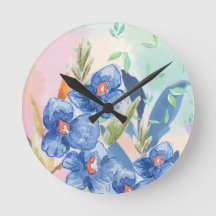 Horloge des fleurs d'aquarelle
