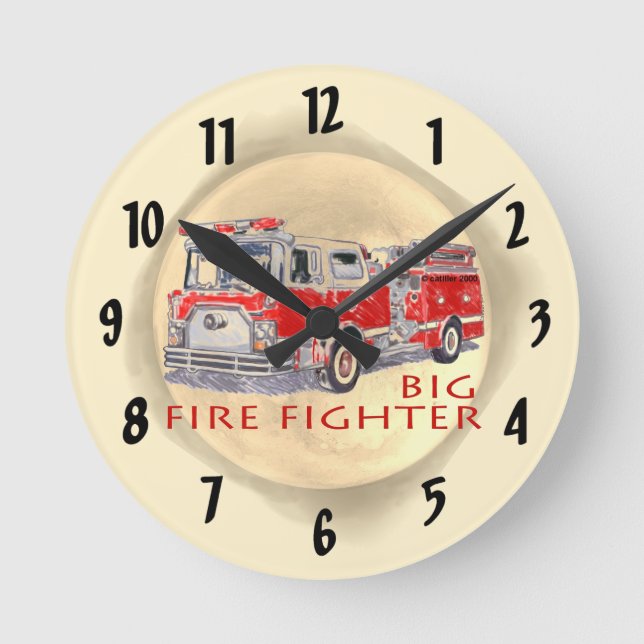 Ronde Horloge des pompiers de gros camion de pompiers (Recto)