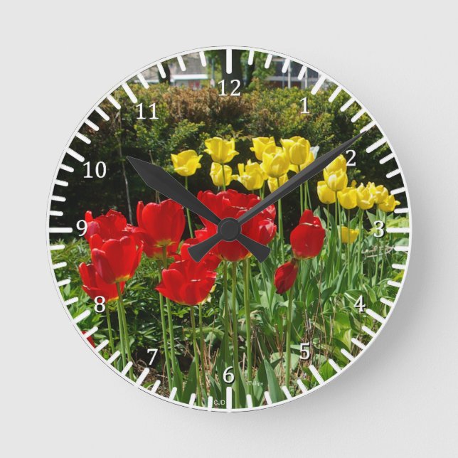 Ronde Horloge des Tulipes rouges et jaunes (Recto)