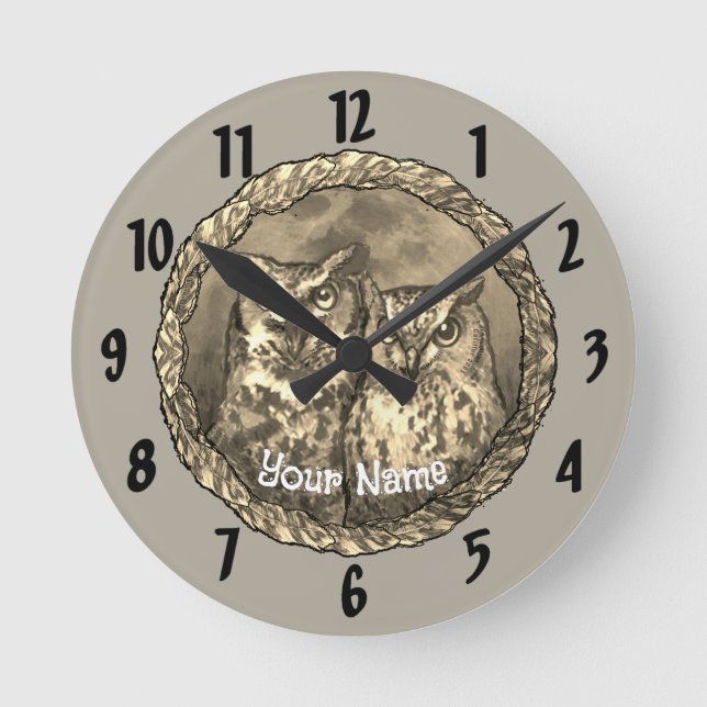 Ronde Horloge Deux Hiboux (Recto)