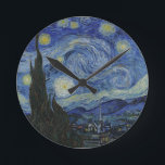 Ronde Horloge Du Mur De Nuit Starry<br><div class="desc">La nuit étoilée par Vincent van Gogh The Starry Night est un tableau de l'artiste post-impressionniste néerlandais Vincent van Gogh. Le tableau dépeint la vue à l'extérieur de la fenêtre de son sanitarium la nuit, bien qu'il ait été peint de mémoire pendant la journée. La partie centrale montre le village...</div>
