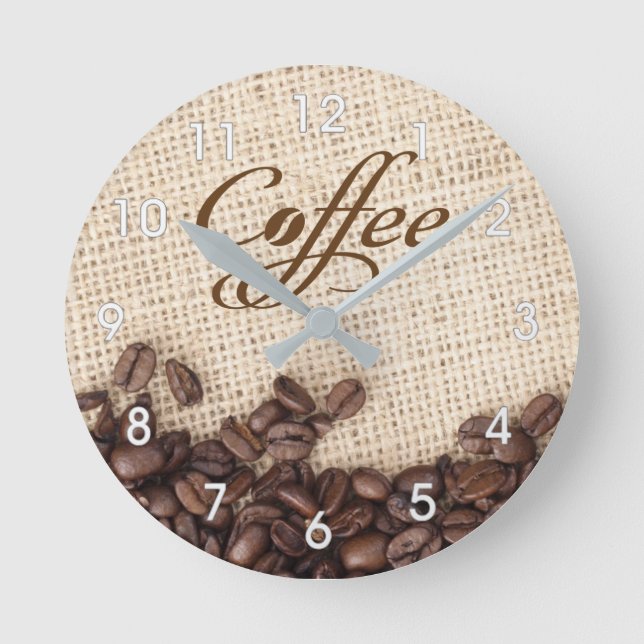 RONDE HORLOGE DU MUR DES FÈVES DE CAFÉ (Recto)
