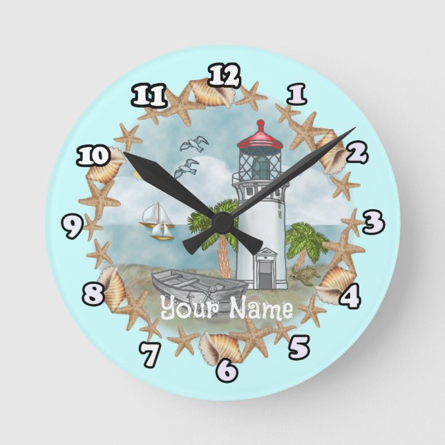 Ronde Horloge du phare Hawaii Shells (Recto)