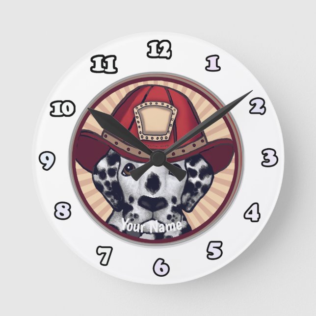 Ronde Horloge du pompier de chien dalmate (Recto)
