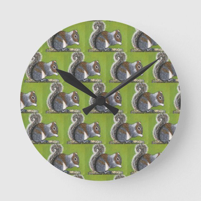 Ronde Horloge Écureuil Gris  (Recto)