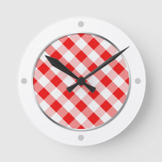 Ronde Horloge En vichy rouge et blanc