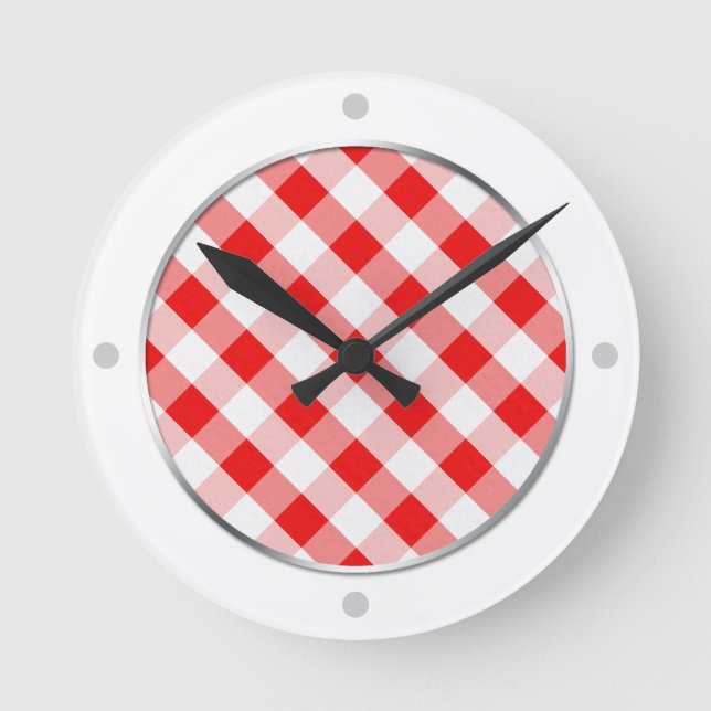 Ronde Horloge En vichy rouge et blanc (Recto)