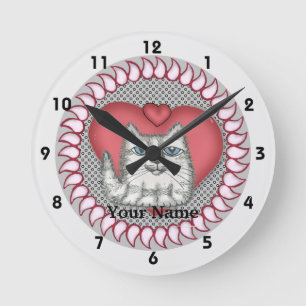 Ronde Horloge Fat Cat Heart