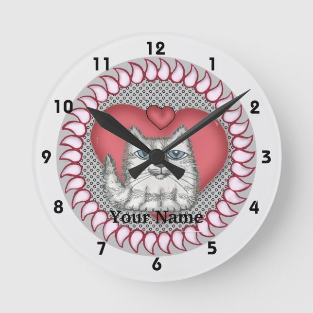 Ronde Horloge Fat Cat Heart (Recto)