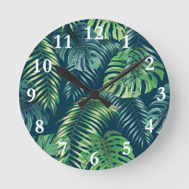 Ronde Horloge Feuille de design botanique de la Jungle t (Recto)