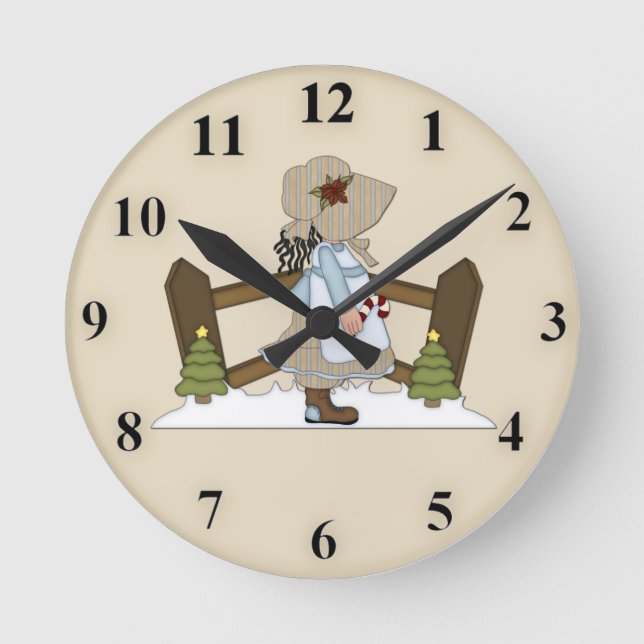 Ronde Horloge fille de prairie mignonne (Recto)