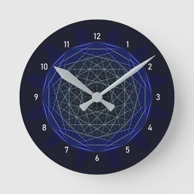 Ronde Horloge géométrique bleue (Recto)